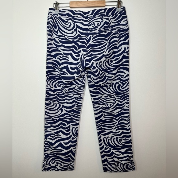 Lilly Pulitzer Elaine Cropped Pants Jacquard Bright Navy Size 4 - Picture 8 of 8